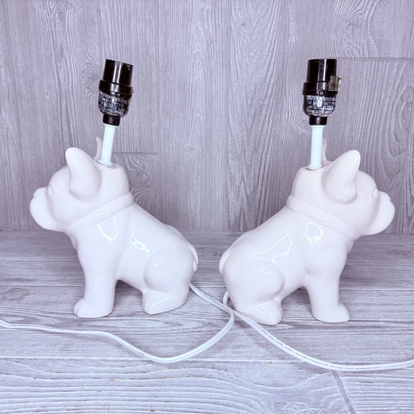 Target French bulldog cermic white lamps 2015/2016 one repairs as shown lights - Picture 4 of 15